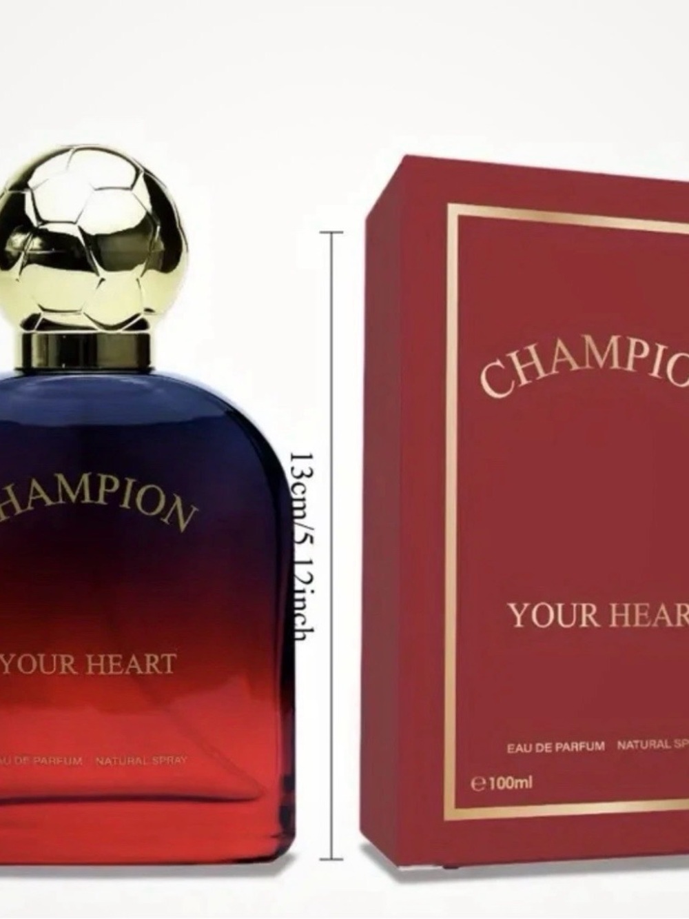 Champion Gradient Red and Navy Perfume Bottle with Gold Cap